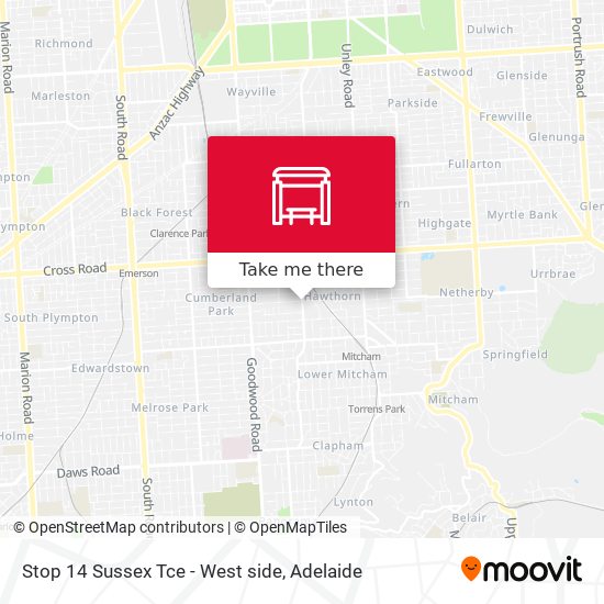 Stop 14 Sussex Tce - West side map