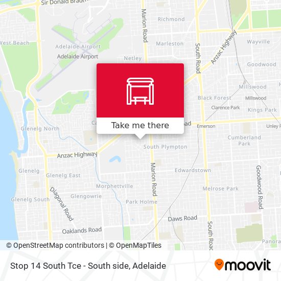 Stop 14 South Tce - South side map