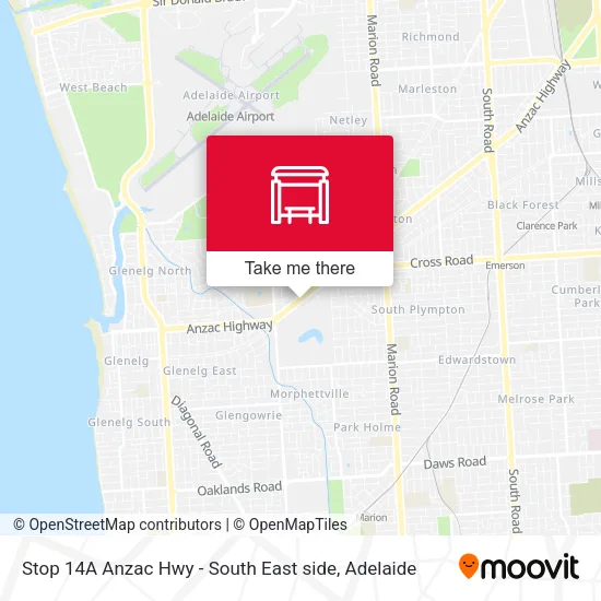 Stop 14A Anzac Hwy - South East side map