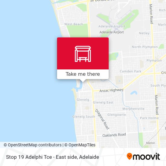 Stop 19 Adelphi Tce - East side map