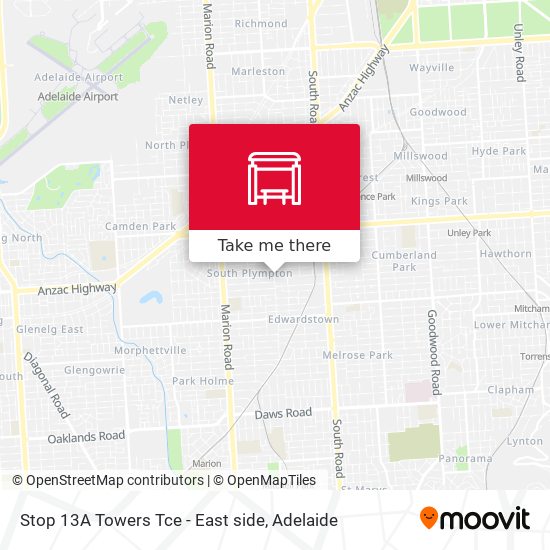 Stop 13A Towers Tce - East side map