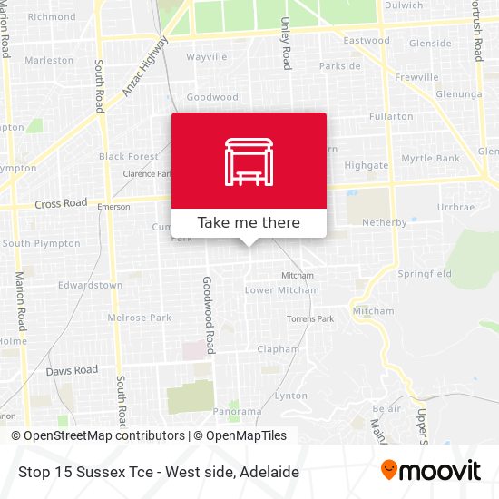 Stop 15 Sussex Tce - West side map