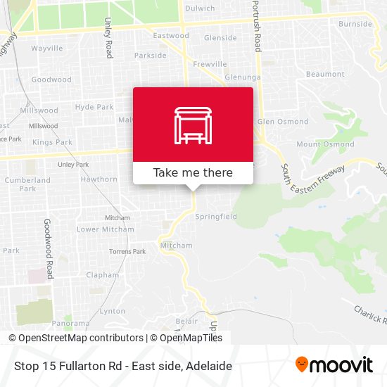 Stop 15 Fullarton Rd - East side map