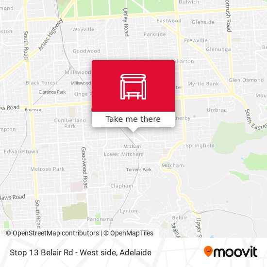 Stop 13 Belair Rd - West side map