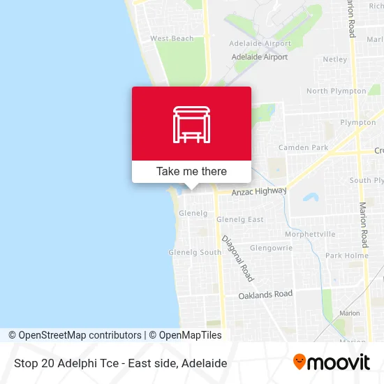 Mapa Stop 20 Adelphi Tce - East side
