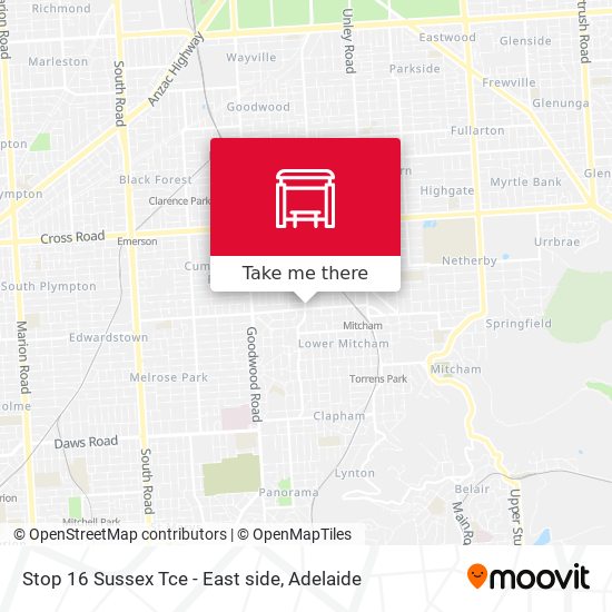 Stop 16 Sussex Tce - East side map