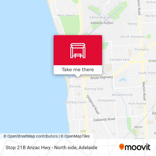 Stop 21B Anzac Hwy - North side map