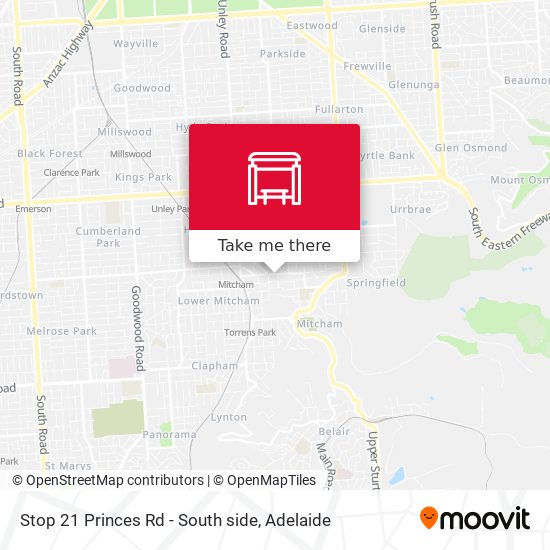 Stop 21 Princes Rd - South side map