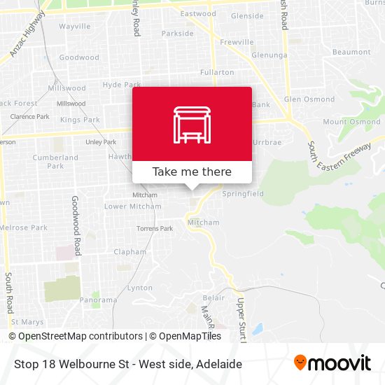 Stop 18 Welbourne St - West side map