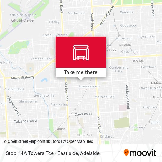 Stop 14A Towers Tce - East side map