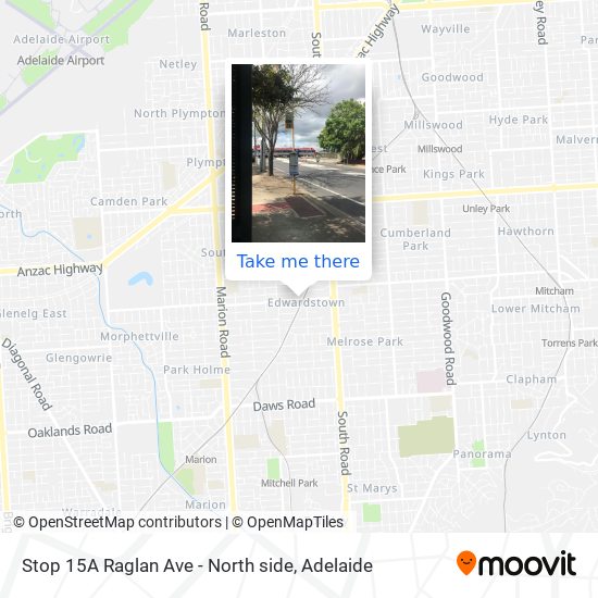 Stop 15A Raglan Ave - North side map