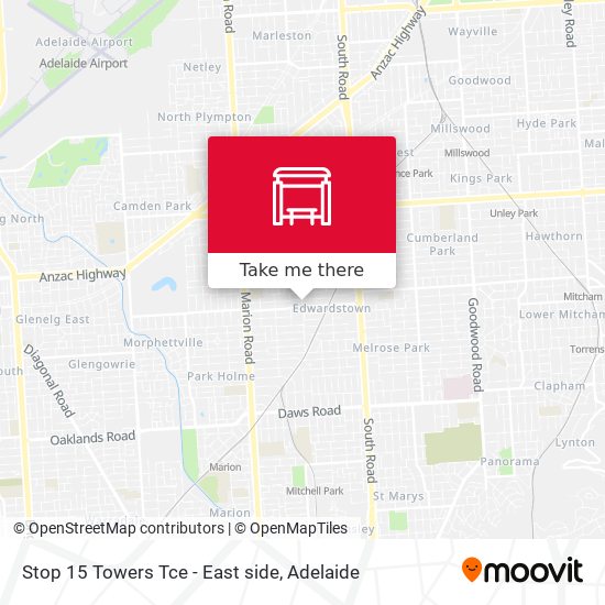Stop 15 Towers Tce - East side map