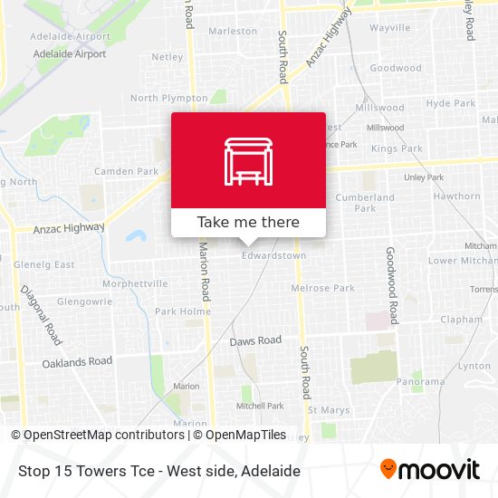 Stop 15 Towers Tce - West side map