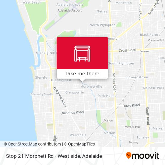 Stop 21 Morphett Rd - West side map