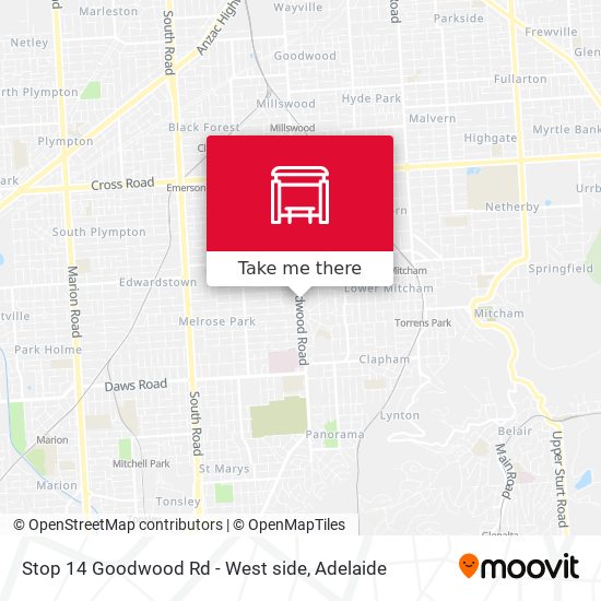 Stop 14 Goodwood Rd - West side map