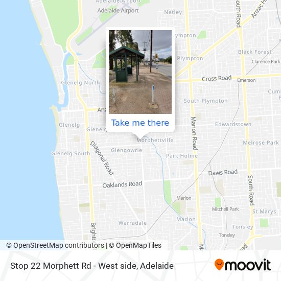 Mapa Stop 22 Morphett Rd - West side