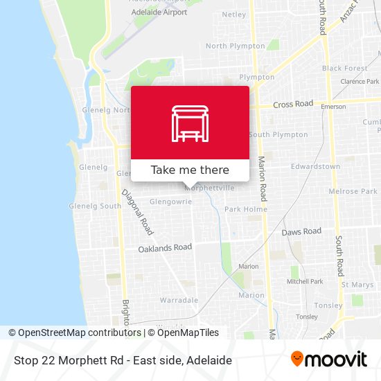 Stop 22 Morphett Rd - East side map