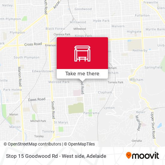 Stop 15 Goodwood Rd - West side map