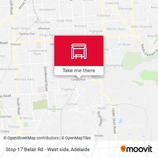 Stop 17 Belair Rd - West side map