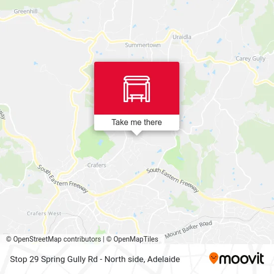 Mapa Stop 29 Spring Gully Rd - North side