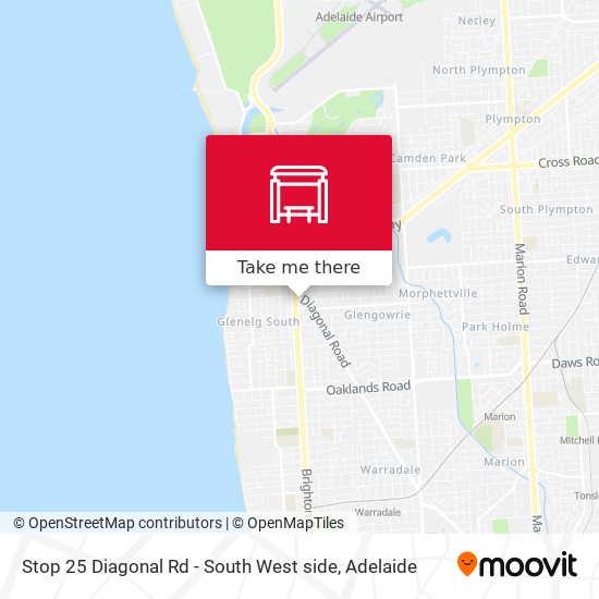 Stop 25 Diagonal Rd - South West side map