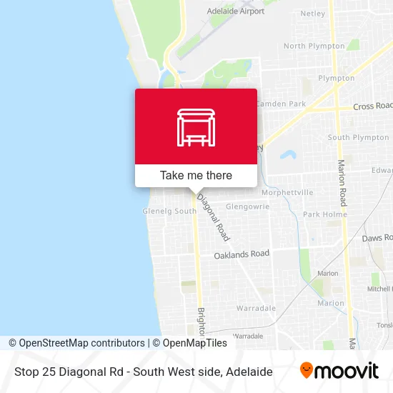 Stop 25 Diagonal Rd - South West side map