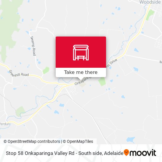 Stop 58 Onkaparinga Valley Rd - South side map