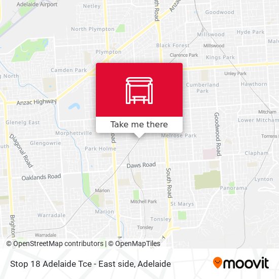 Stop 18 Adelaide Tce - East side map
