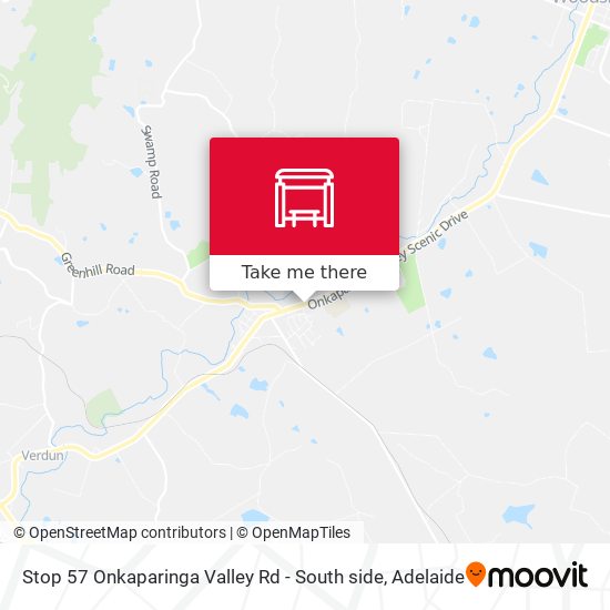 Stop 57 Onkaparinga Valley Rd - South side map