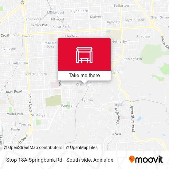 Mapa Stop 18A Springbank Rd - South side