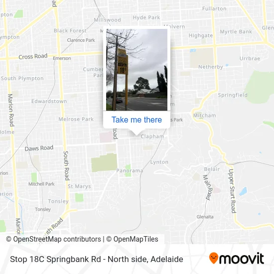 Mapa Stop 18C Springbank Rd - North side