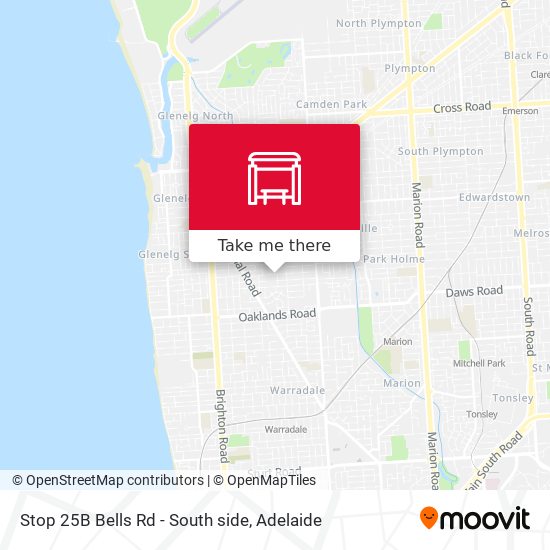 Stop 25B Bells Rd - South side map