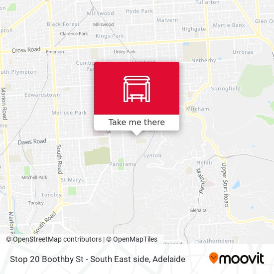 Mapa Stop 20 Boothby St - South East side