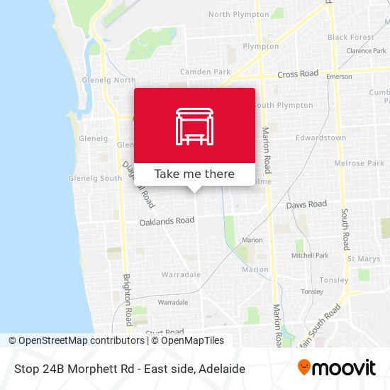 Stop 24B Morphett Rd - East side map