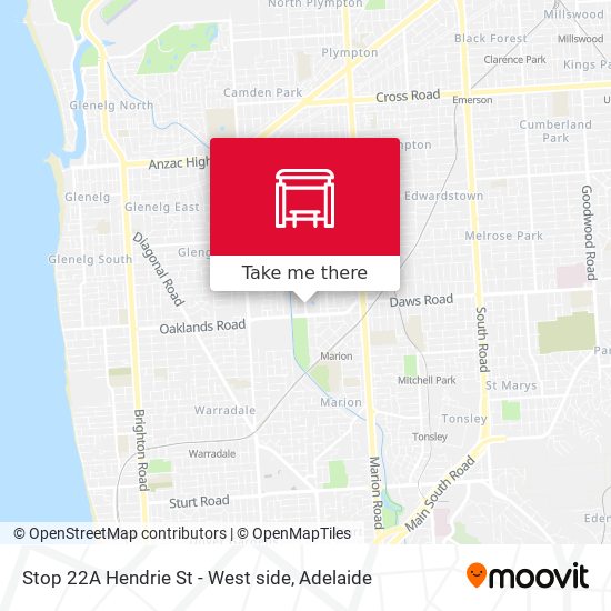 Stop 22A Hendrie St - West side map