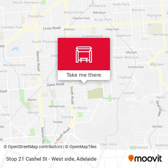 Stop 21 Cashel St - West side map