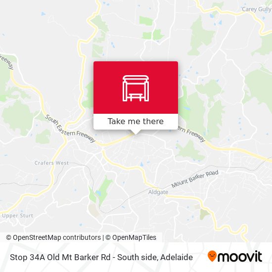 Stop 34A Old Mt Barker Rd - South side map