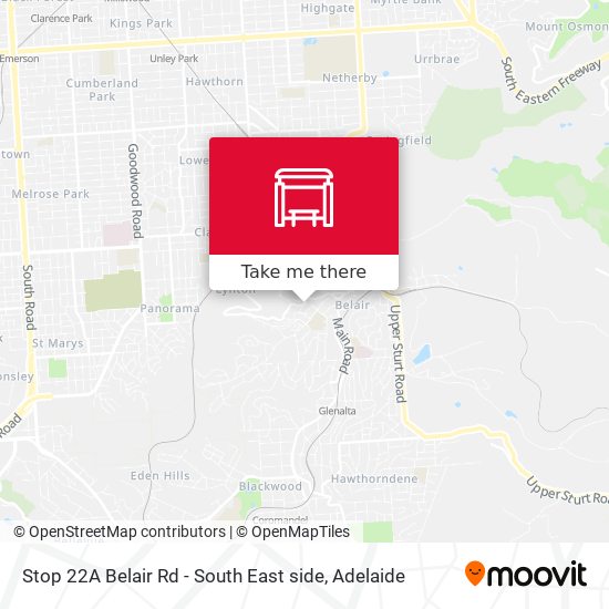 Stop 22A Belair Rd - South East side map