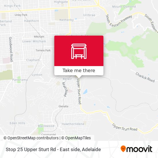 Stop 25 Upper Sturt Rd - East side map