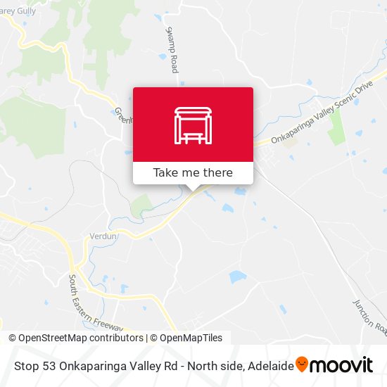Stop 53 Onkaparinga Valley Rd - North side map