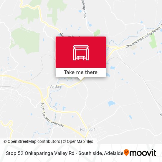 Stop 52 Onkaparinga Valley Rd - South side map