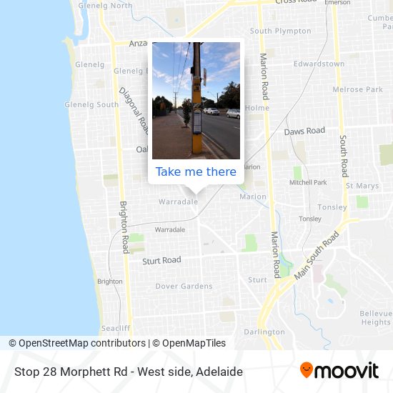 Stop 28 Morphett Rd - West side map