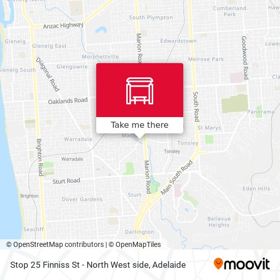 Stop 25 Finniss St - North West side map