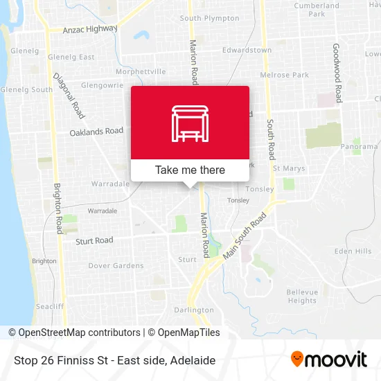 Mapa Stop 26 Finniss St - East side