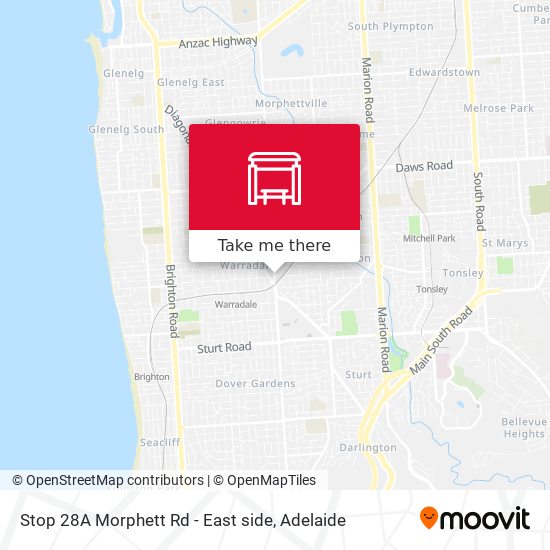 Stop 28A Morphett Rd - East side map