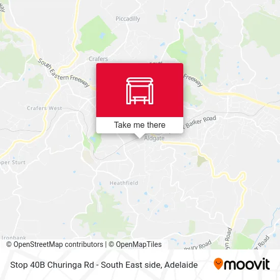 Mapa Stop 40B Churinga Rd - South East side