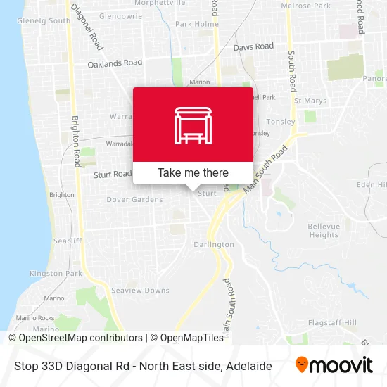 Stop 33D Diagonal Rd - North East side map