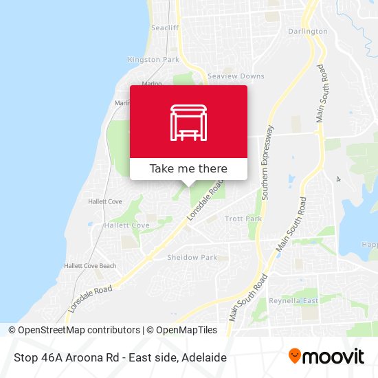 Stop 46A Aroona Rd - East side map