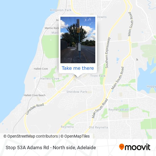 Stop 53A Adams Rd - North side map