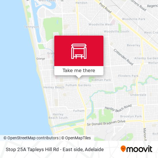 Stop 25A Tapleys Hill Rd - East side map